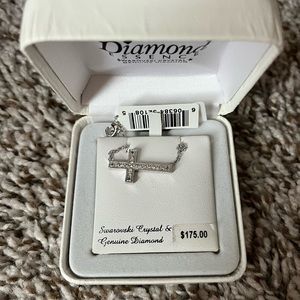 swarovski diamond cross necklace